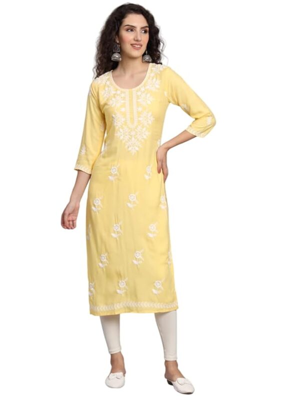 Chikankari Kurti (Reyon) – Long Kurti