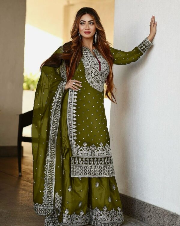 Heavy Embroidery Sequence Work Top-Gharara